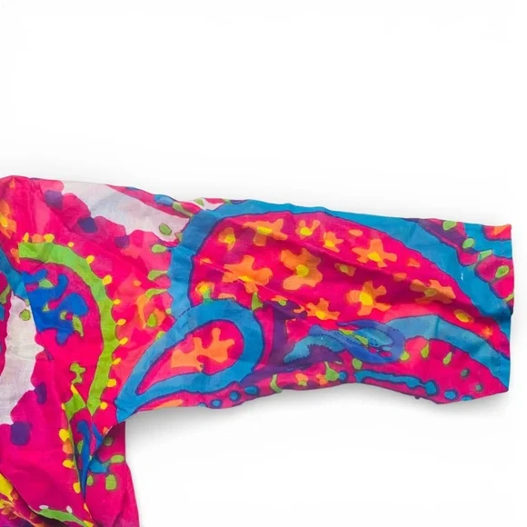 Raj Emporium Psychedelic Paisley Cotton Tunic Coverup Free Size Boho Beach - Picture 3 of 6